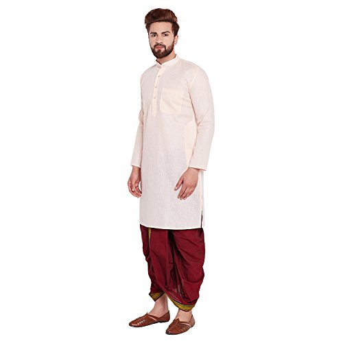 Image of SOJANYA (Since 1958 Men's Brown and Black Cotton Dhoti Kurta Set