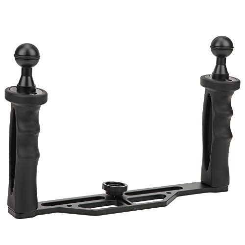 Underwater Camera Tray, Aluminium Alloy Dual Handheld Hand Grip Diving Flashlight Bracket Camera Holder Stabilizer for Camera Housings