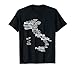 Italy Map Silhouette Towns Cities Rome Milan Travel Europe T-Shirt