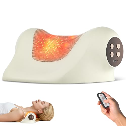 RINGCO Neck Massager with Heat Red Light & Vibration Adjustable Heated Neck Stretcher with 3 Modes Rechargeable Cervical Traction Device for Pain Relief & Muscle Relaxation Gift for Women Men
