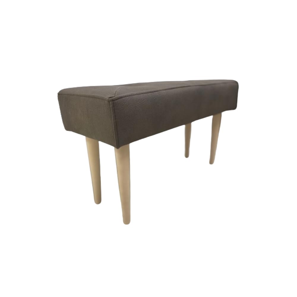 Banco Tapizado con Patas de Madera - 70x30cm Asiento cómodo, Banqueta para Recibidor, Entrada, Dormitorio, Salón (Tela Vivaldi Marengo)