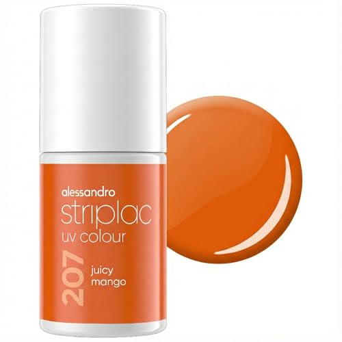 alessandro Striplac UV-Nagellack Juicy Mango - Deckend & Kratzfest bis zu 15 Tage - Leichtes Auftragen - Schonende Abziehtechnologie - Vegan - Orange, 6,5ml