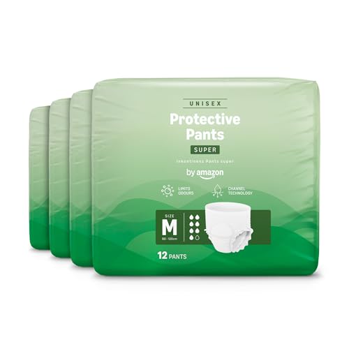 by Amazon Ropa Interior para Incontinencia, Unisex, Talla Mediana, 48 Unidades (4 Paquetes de 12)