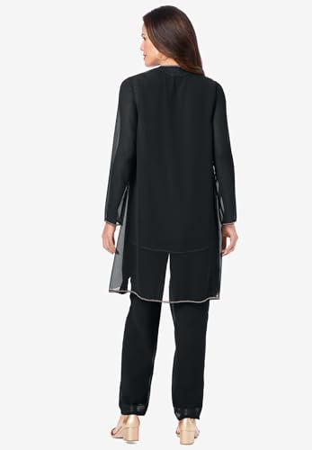 Roaman's Women's Plus Size Plus-Size Long Sleeve Floral Beaded Georgette Three-Piece Pant Set2