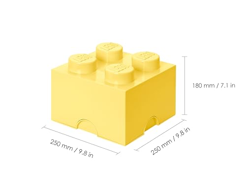 LEGO Storage Brick 4 Knobs giallo freddo - Scatola Portaoggetti Impilabile 5,6 l – Contenitore in Plastica con Coperchio, Organizer per Scrivania e Giocattoli - Immagine 2