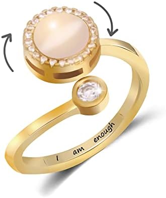 Gold anxiety ring for women, Fidget rings for anxiety for women as anniversary gifts, fidget ring for daughter from mom to my daughter fidget handmade rings, moonstone ring for girls