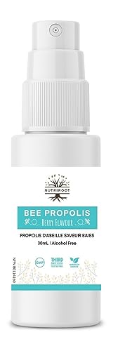 NutriRoot Spray de garganta de propóleos de abeja sabor a bayas (apto para niños de 4 años en adelante) 30 ml