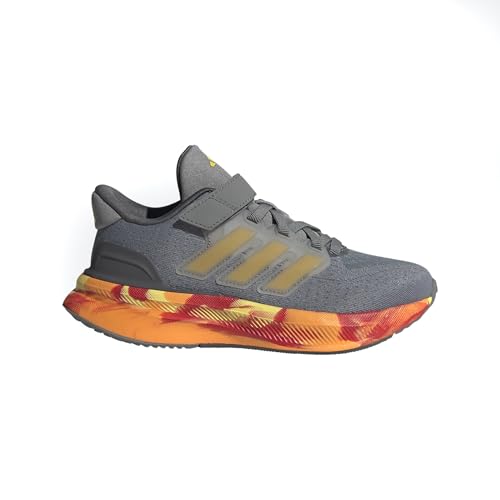 adidas Ultrabounce 5 Elastic Lace (Little Kid) Sneaker, Grey/Utility Yellow/Grey, 3 US Unisex