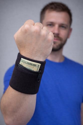 Image of Suddora Zipper Wrist Pouch - Sweatband /Wristband Wallet for Keys, ID, Cards, Cash