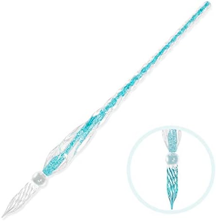 Handmade Glass Dipped Pen Art - Elegant Crystal Pen for Writing, Drawing, Signatures, Calligraphy, Decoration, Business Gift - Blue
