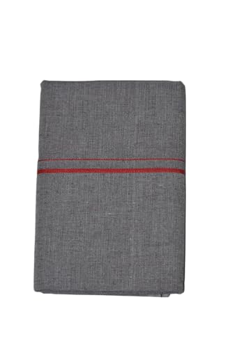 Image of Pure Cotton Dhoti for Men (1.28 x 1.87 m) | Solid Panchalu with Varied Small Color Border | Kerala Cotton Veshti, Khadi Dhoti | Lightweight Pooja & Temple Wear