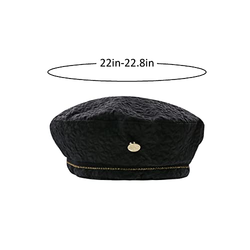 Mosstyus Womens Beret Hat French Style Beanie Cap Headwear For Party Club Dance Pleated Seersucker Berets Bow,Black #TOP5