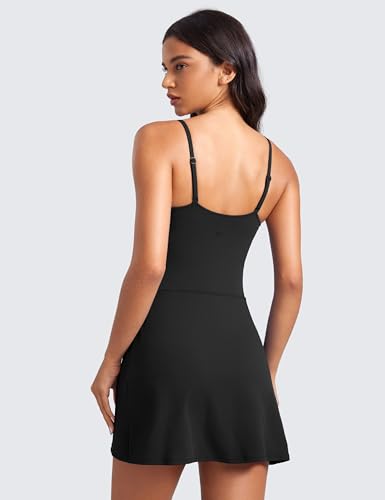 CRZ YOGA Womens Butterluxe Tennis Dress Spaghetti Strap Casual Athletic Sports Outfits with Built-in Shorts and Bras2