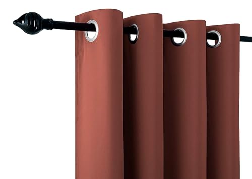 Image of 100% True Blackout Curtains 7 Feet, Set of 1 Panels | 300 GSM Heavy Room Darkening Polyester Cloth for Bedroom & Living Room | Thermal Insulated Heat & Noise Reducing (84x47 Inch, Rust) | 100% Room Darkening Thermal Insulated Heat & Noise Reducing Curtains 7 feet long