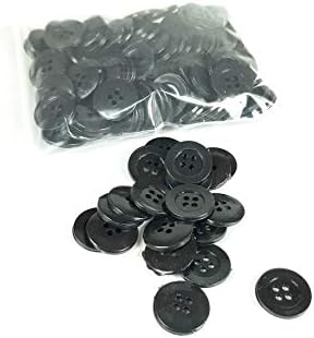 3/4" Inch Round Button (19 mm) 150 Pcs for Sewing Garment Clothing Dress Pants Skirt Hat Accessories Scrapbooking DIY Craft - Black Color.