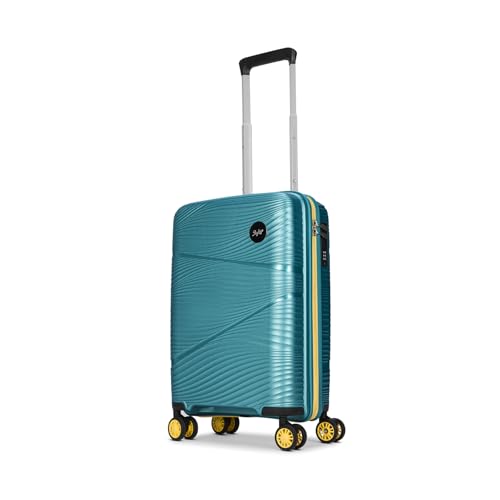 Image of Skybags Swirl Cabin Trolley Bag 56cm | Small Hard Luggage | 8 Wheels Suitcase for Travel | 3-Digit Combination Lock with Anti-Theft Zipper | Polypropylene | 3 Years Warranty - Unisex (Cyan)