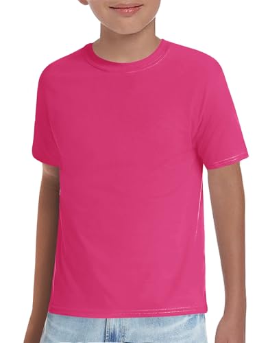 Haloumoning Boys T-Shirts Kids Short Sleeve Crewneck Solid Basic Tees Casual Tops 5-14 Years