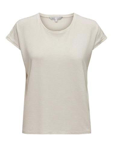 ONLY Onlclaudia S/S Glitter Stripe Top Jrs Camiseta, Blanco, L para Mujer