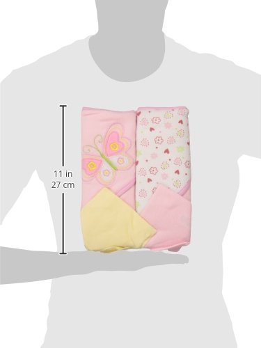 Spasilk Bath Hooded Towels & Washcloths Set For Babies, 2 Hooded Terry Bath Towels & 2 Washcloths, Pink Butterfly #TOP7