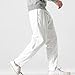JEsilunmaMY Mens Fleece Sweatpants Elastic Waist Loose Lounge Pants with Pockets Warm Winter Stretch Athletic Jogger Trousers (White,Medium)