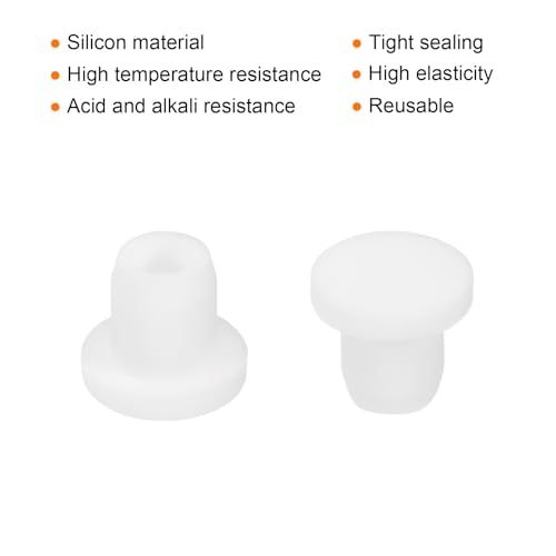Image of MECCANIXITY 8pcs T-Shaped Silicone Plugs 7.3mm 5 /16 Inch Dia Snap in Plug Hole Seal Cover Round Rubber Stopper for Kitchen Rubber Bulkheads Waterproof Sealing Plugs White