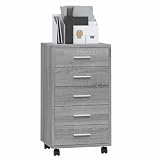 Goldonion Cassettiera Con Ruote Grigio Sonoma 5 Cassetti