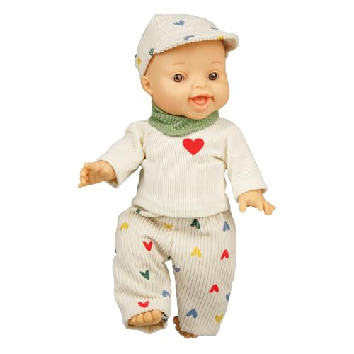 Heless 1516 - Puppenkleidung Herz-Konfetti, 3-teiliges Set mit Kordhose, T-Shirt und Nickituch, für Puppen und Kuscheltiere der Größe 28-35 cm