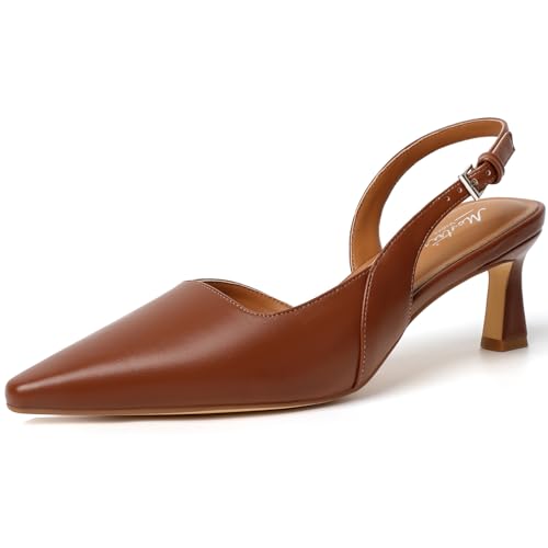 Image of Mostrin Kitten Heels for Women Slingback Pointed Closed Toe Heels Women's Pumps Shoes for Wedding, Party, Commuting