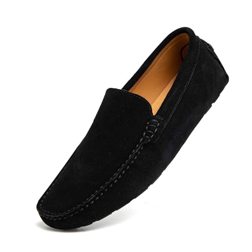 Go Tour Mens Handmade Suede Leather Casual Loafers Shoes Black 10/44 by Go Tour - Used condition - Image 5