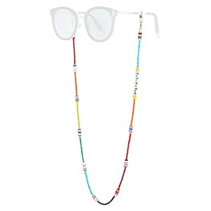 KELITCH Mode Chaînes De Lunettes Arc-En-Ciel Masque Chaînes De Perles Collier Boho Chaînes De Lunettes Collier Fait À La Main Chaînes De Lunettes Retenue Titulaire Strape
