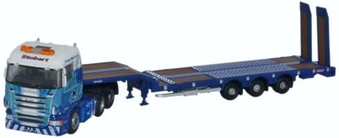 Oxford Diecast NSHL01ST Scania Highline Nooteboom 3 axle Semi Low Loader Stobart Rail