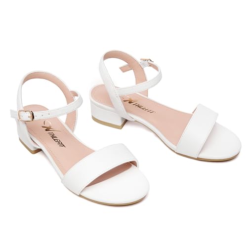 Athlefit Girls Sandals Open Toe Ankle Strap Low Heels Girl Dress Shoes For Toddler Little Big Kid4