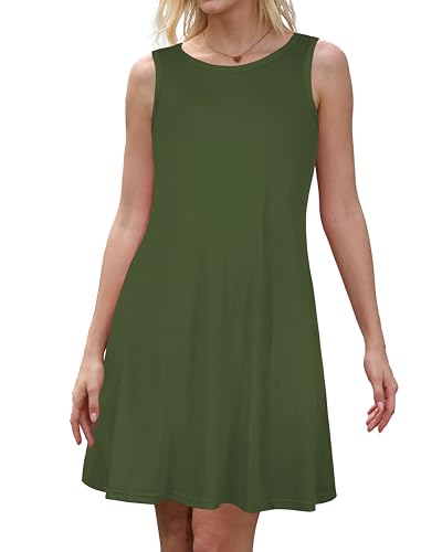 Image of JOLIGAL Womens Summer Dresses Casual Sleeveless Tshirt Sundress Beach Cover Up with Pockets Loose Tank Dress 2026