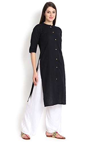 Image of Women's Cotton Straight Kurta (ALC8084ZB Black X-Large)
