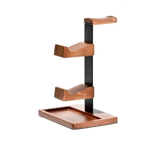CAQYPVH Support Casque avec Plateau En Bois Support Manette Jeu Métallique Organiseur Stockage Universel pour Joueurs