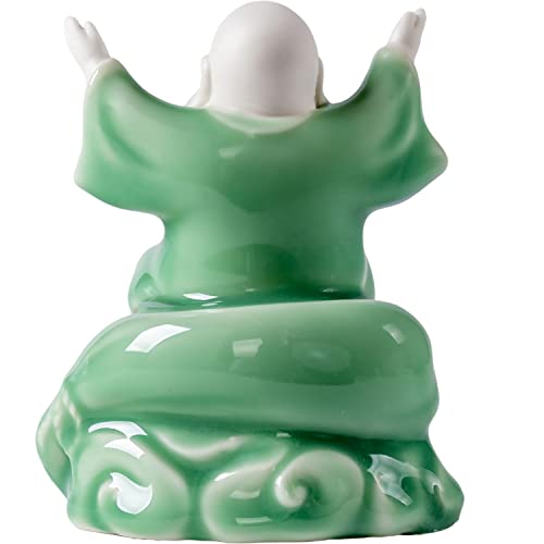 Estatua pequeña de Buda sonriente verde para buena suerte miniatura 4