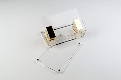 Dany Marcus Locher aus transparentem Acryl mit goldenem Metall, Papierlocher für 30 Blatt mit Auffangbehälter und Faltmarkierung