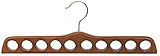 Walnut Finish Wood Scarf Hanger with 10 Holes and Brass Hardware in 17 1/2' Length X 3/4' Thick, 1 Hanger