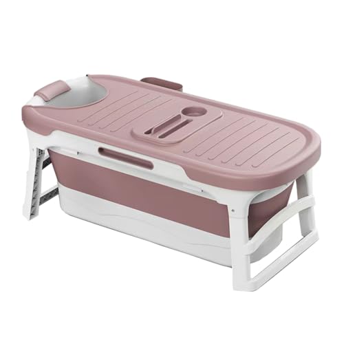Coolpleasant 1.36m Adulte Baignoire Pliante Bain à Remous Baril Sueur Baignoire à Vapeur en Plastique Pliable épaissir Baignoire(Size:Rose)
