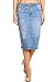 Women's Juniors Mid Waist Below Knee Length Denim Skirt in a Pencil Silhouette in Light Blue Size XL