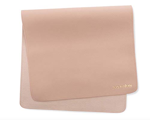 Image of ava + oliver Vegan Leather Baby Changing Mat - Multipurpose Portable Wipeable Diaper Pad - Foldable for Travel (16 x 30 in) (Pink Sand)