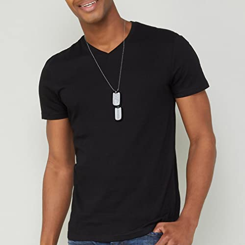 Custom4U Personalized Dog Tags Necklace for Men Dad Stainless Steel Custom Text Army Military Dog Tag Heart/Coin Pendant with Silencer Memory Chain Jewelry Gift for Men Women Father Husband3