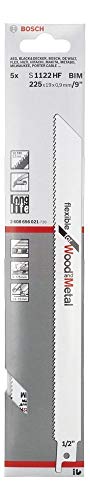 Bosch Accessories S1222HF Reciprocating Saw Blade for Wood and Metal 5 Pack, 230 mm Length