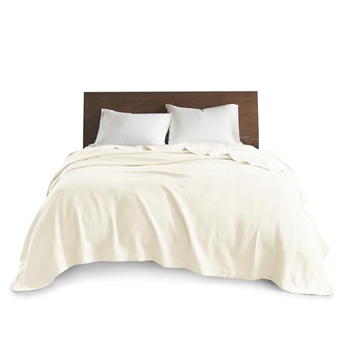 Image of Madison Park 100% Egyptian Cotton Summer Blanket Full Queen Size Ivory