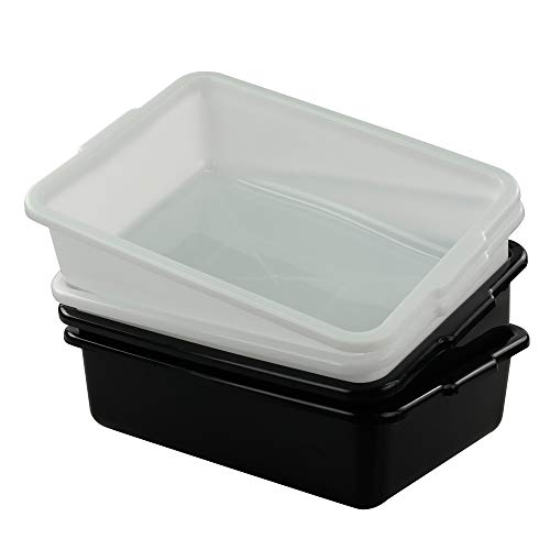 Hokky Barreños Plastico Rectangular 4 Paquetes, Cubetas Plastico Almacenaje Pequeño, Blanco Negro