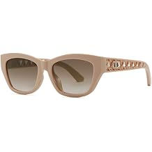 Fashion Cat-Eye Sunglasses for Women Oversized Frame with Decorative Cutout & Logo Detail, UV Protection Shades
