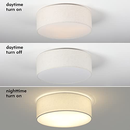 Galtlap 3-Light Flush Mount Ceiling Light 18'' Modern Farmhouse Light Fixture Ceiling Light With Fabric Classic Round Shape Drum Ceiling Lamp Semi Flush Lighting For Bedroom Living Room Hallway #TOP3