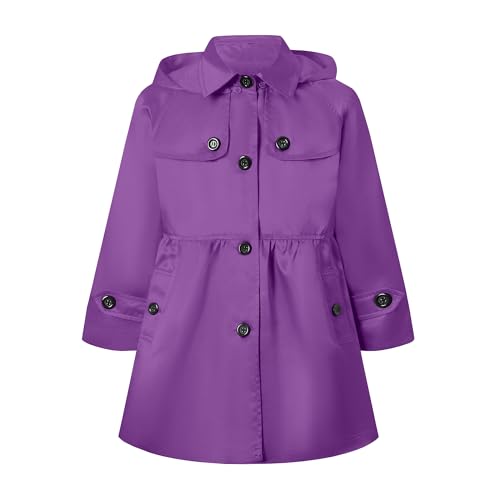 Betusline Girls Satin Trench Coat Fashion Single Breasted Cute Sparkly Hooded Outwear Jacket