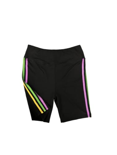 Short Ciclista Spandex Negro con Rayas Morado Verde Oro