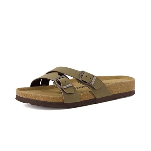 CUSHIONAIRE Women's Liza Cork Footbed Sandal With +Comfort, Brown, 8